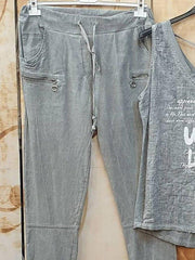 Letter Sleeveless Spaghetti Casual Suits