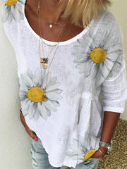 CHRYSANTHEMUM FLORAL PRINT LONG SLEEVE CASUAL BLOUSE FOR WOMEN